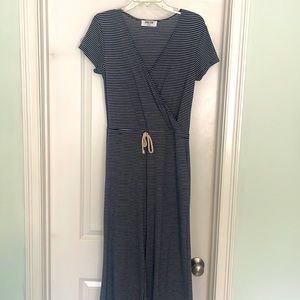 Blue white striped jumpsuit